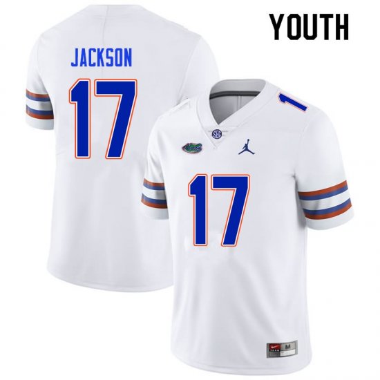 Youth Florida Gators #17 Kahleil Jackson NCAA Nike White Authentic Stitched College Football Jersey YKW0462SZ